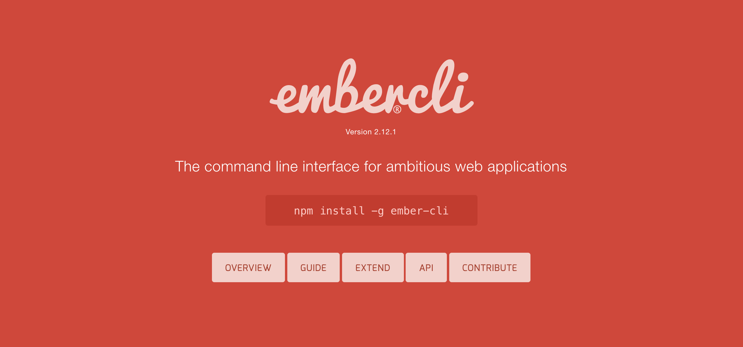 Screenshot of the Ember CLI website